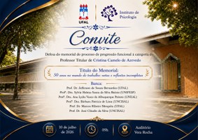 Convite para defesa de Memorial Acadêmico - Profa Cristina Camelo