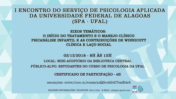 I Encontro do Serviço de Psicologia Aplicada da Universidade Federal de Alagoas